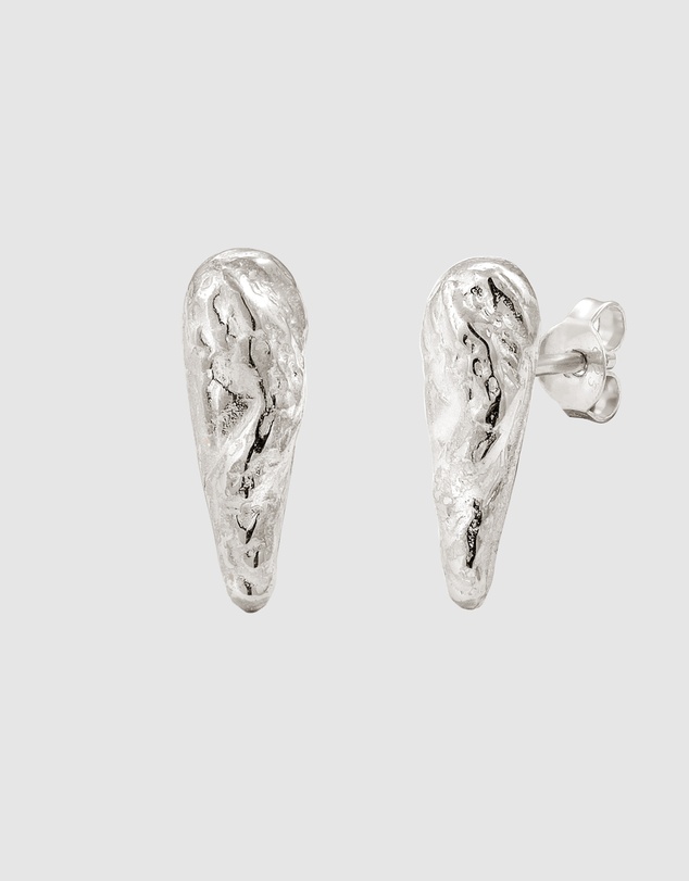 Kuzzoi - ICONIC EXCLUSIVE - Crinkled Teardrop Stud Earrings in 925 Silver