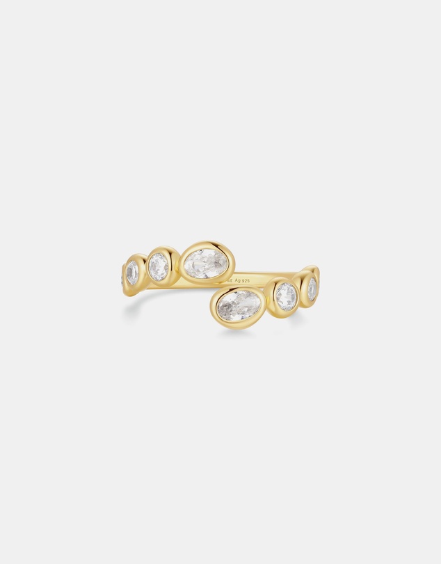 Ania Haie - Gold Organic Pebble Spiral Bezel Adjustable Ring