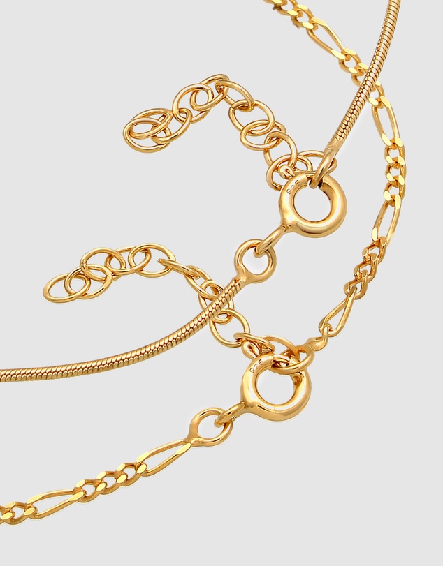 Elli Jewelry - Bracelet Figaro Round Filigree in 925 Sterling Silver Gold Plated