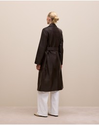 Trenery - Leather Trench Coat in Coffee Bean