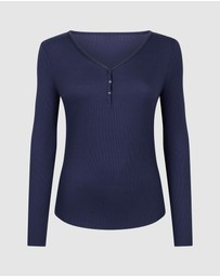 Hunkemoller - Long Sleeve Rib Modal Henley Top