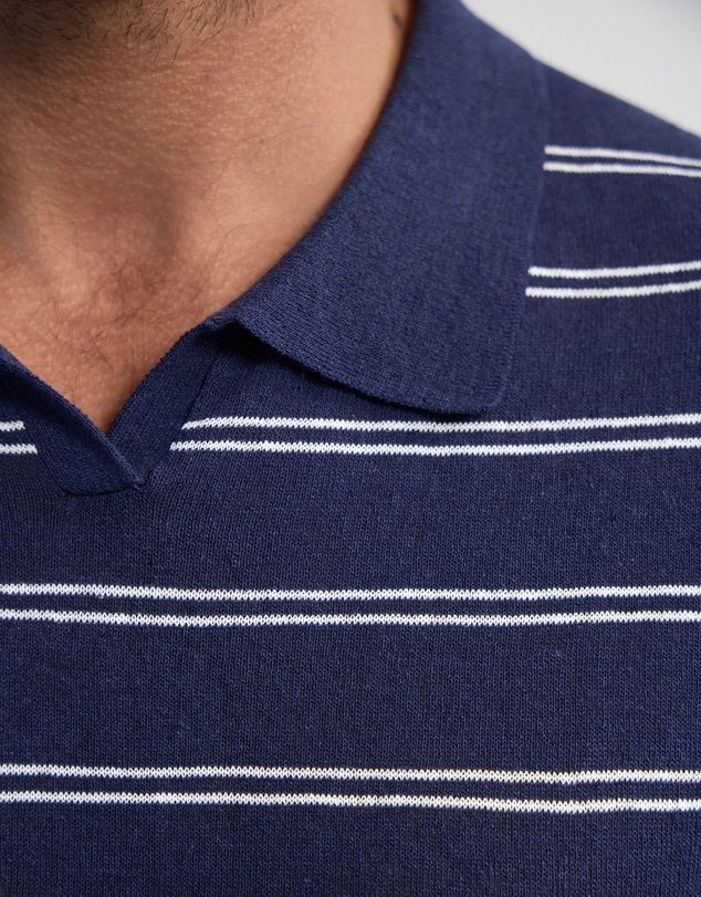 Oxford - Basey Linen Blend Striped Polo