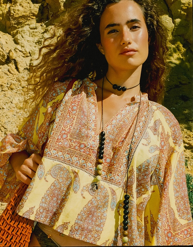 BOTEH - Calico Framed Smock Blouse