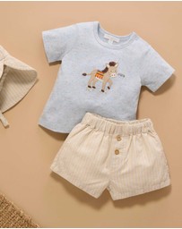 Purebaby - Linen Blend Short and Tee Set -Kids-Babies