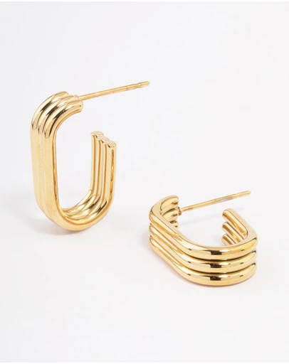 Lovisa - Waterproof Gold Plated Stainless Steel Trio Oval Huggie Earrings