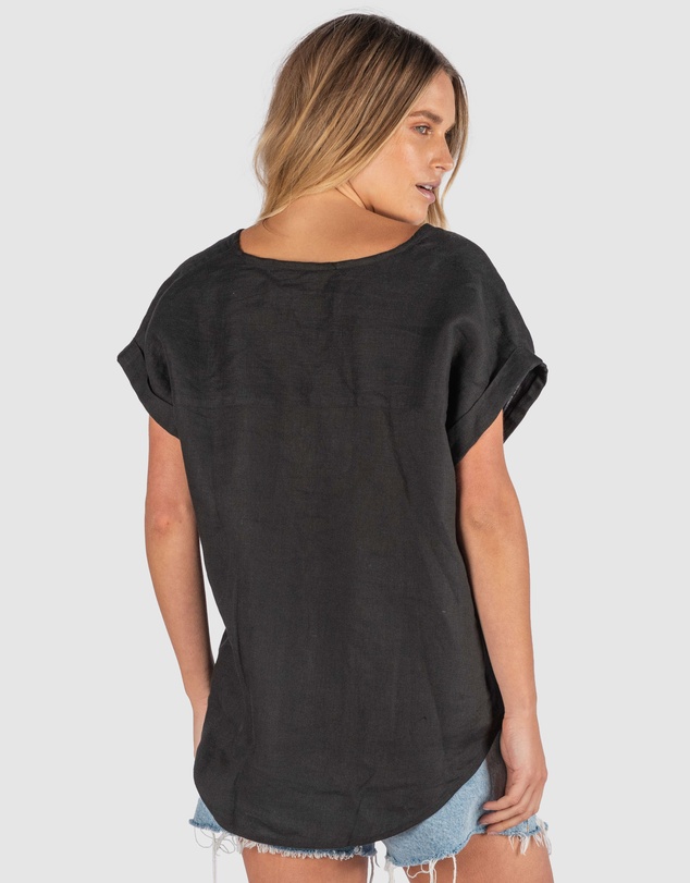 CAMIXA - Martina Linen V-Neck T-shirt