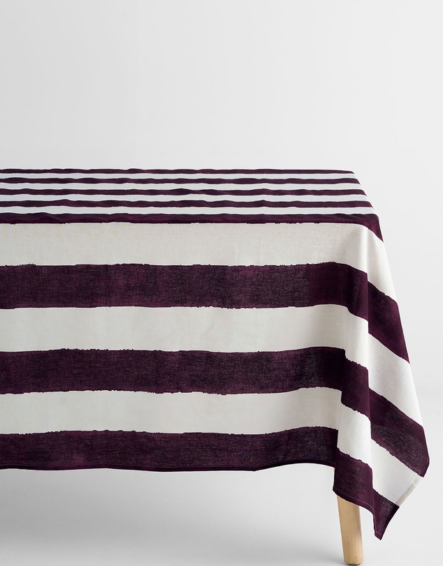 Aura Home - Riviera Stripe Cotton Linen Tablecloth