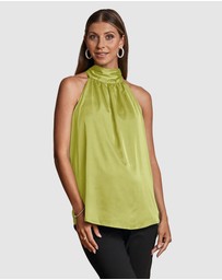 Angel Maternity - Gisele Halter Neck Maternity Evening Top - Citrine