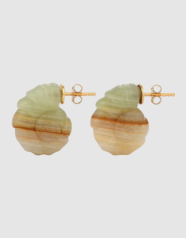 Haze & Glory - ICONIC EXCLUSIVE - Earrings Women Stud Jade 925 Sterling Silver Gold Plated