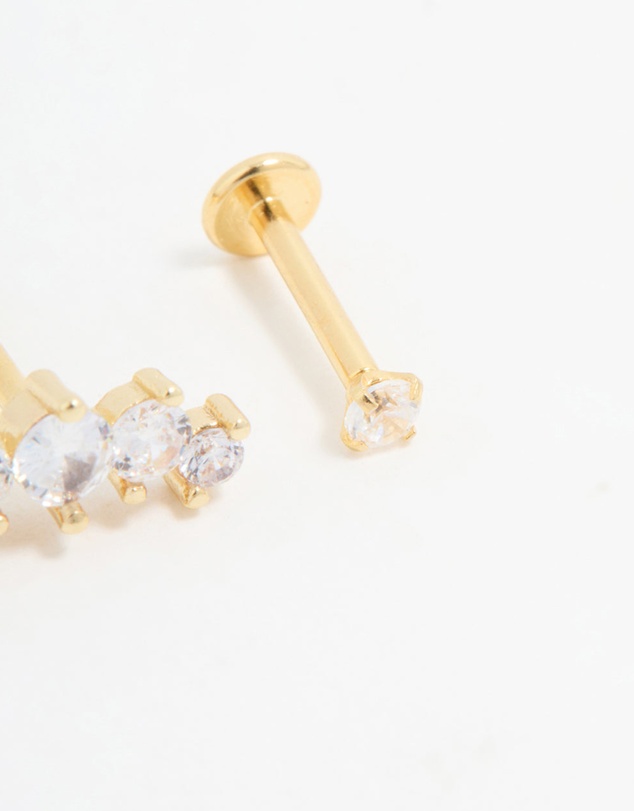 Lovisa - Gold Plated Surgical Steel Round Crawler Flat Back Studs 3-Pack