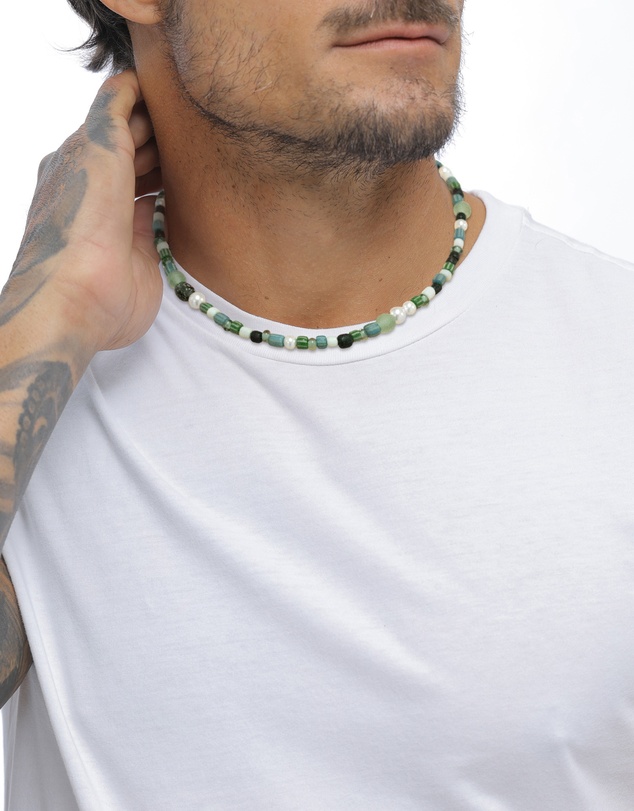 Kuzzoi - ICONIC EXCLUSIVE - Necklace Male Beads Synthetic Pearl 925 Sterling Silver