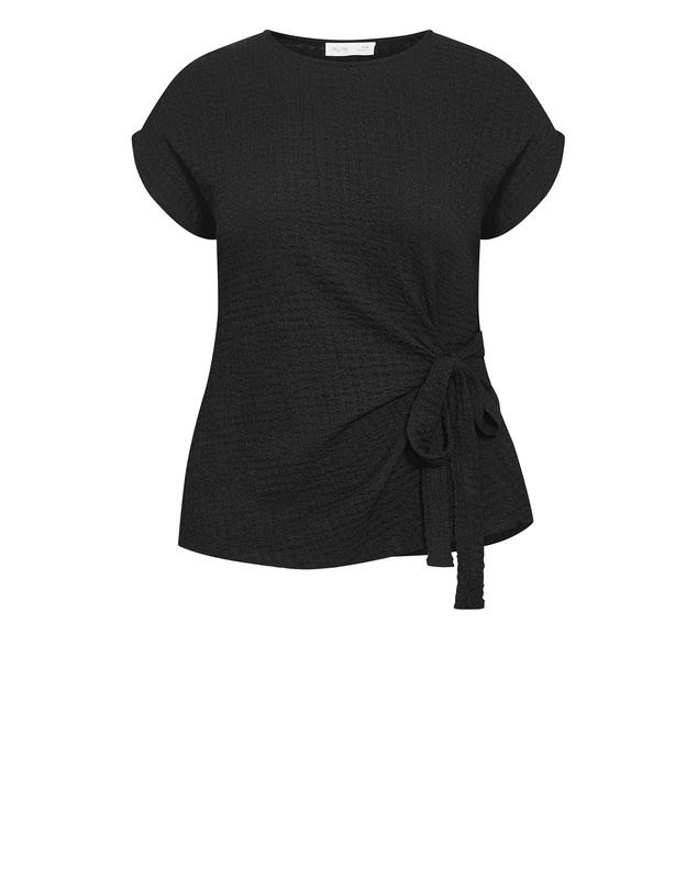City Chic - Plus Size Zoie Side Tie Top - black