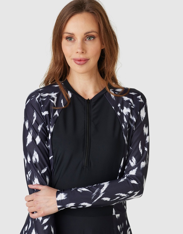 Modest Mermaid - Fleck Shore zip swim dress SPF50+