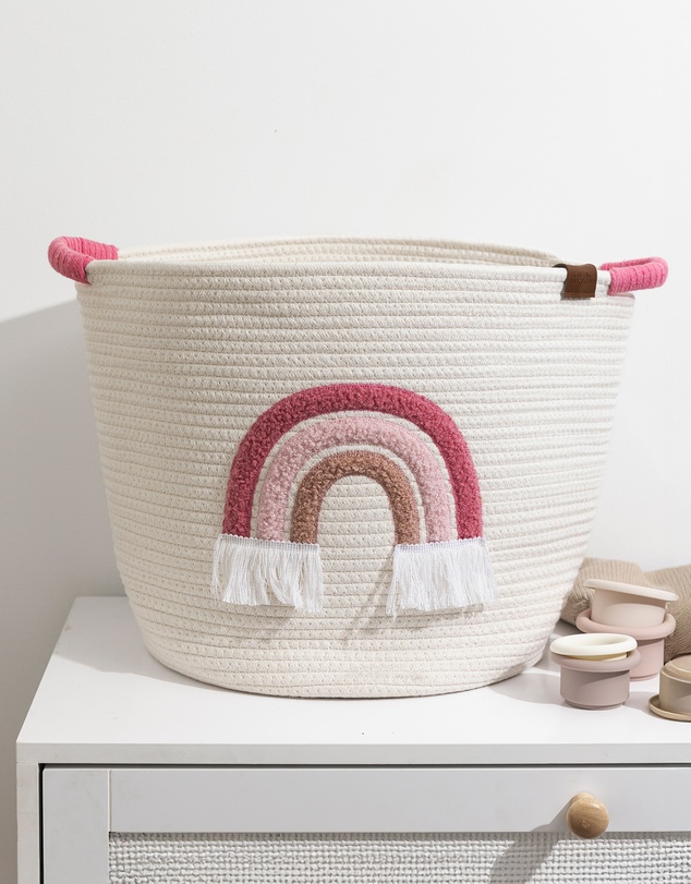 Living Textiles - Cotton Rope Embroidered Hampers - Rainbow