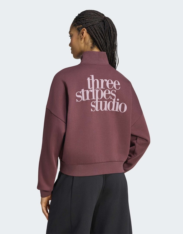 adidas Sportswear - 3 STRIPES STUDIO FLEECE HALF ZIP SWEATSHIRT Womens