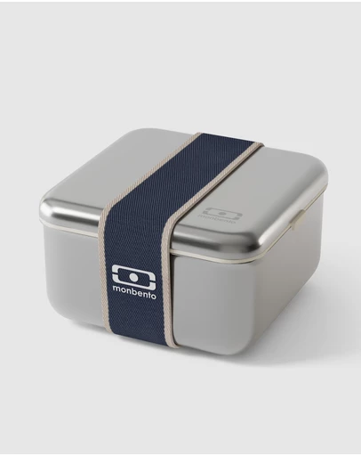 Monbento - Monbento Mb Sense L The Microwave-Safe Metal Lunch Box - Natural Blue