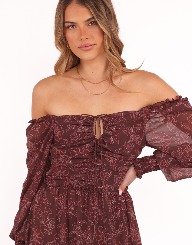 Petal & Pup - Keziah Long Sleeve Maxi Dress - Burgundy Paisley