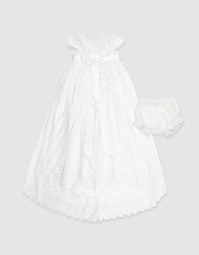 Bebe by Minihaha - Open Back Christening Dress With Bloomers