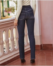 Sosandar - Blue Black Contour Waist Slim Leg Jeans