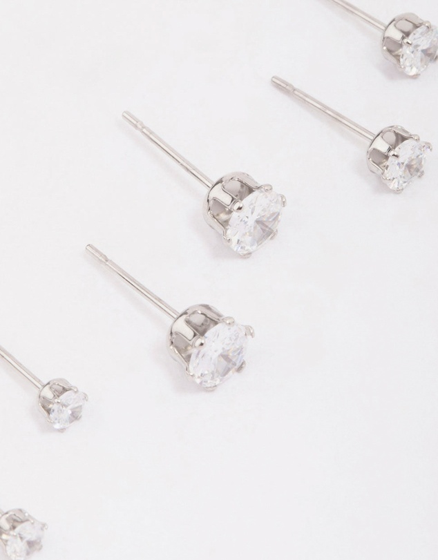 Lovisa - Surgical Steel Graduating Cubic Zirconia Stud Earring 3-Pack