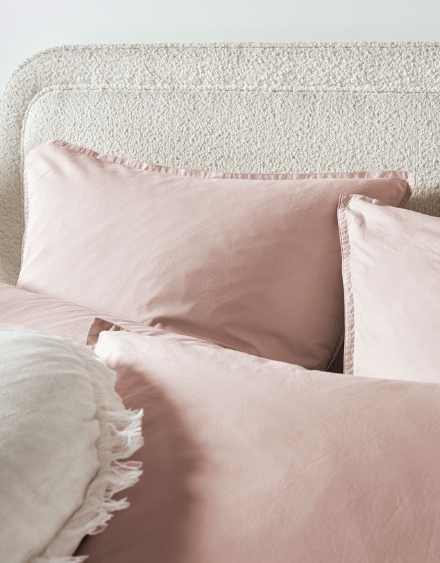 Aura Home - Evie Stonewash Organic Cotton Quilt Cover in Blush Pink