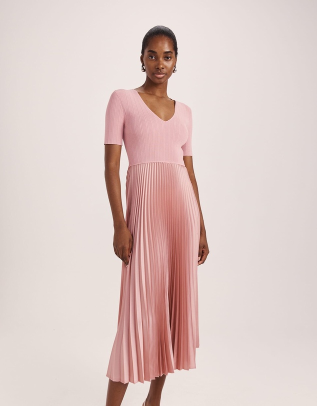 saba pink dress Bronx Banco Saba Sleeveless Floral-Embroidered Midi Dress