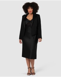 Pink Dusk by Curve Project - Her Satin Trim Crop Blazer