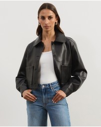 Atmos&Here - Annalise Leather Look Cropped Shacket