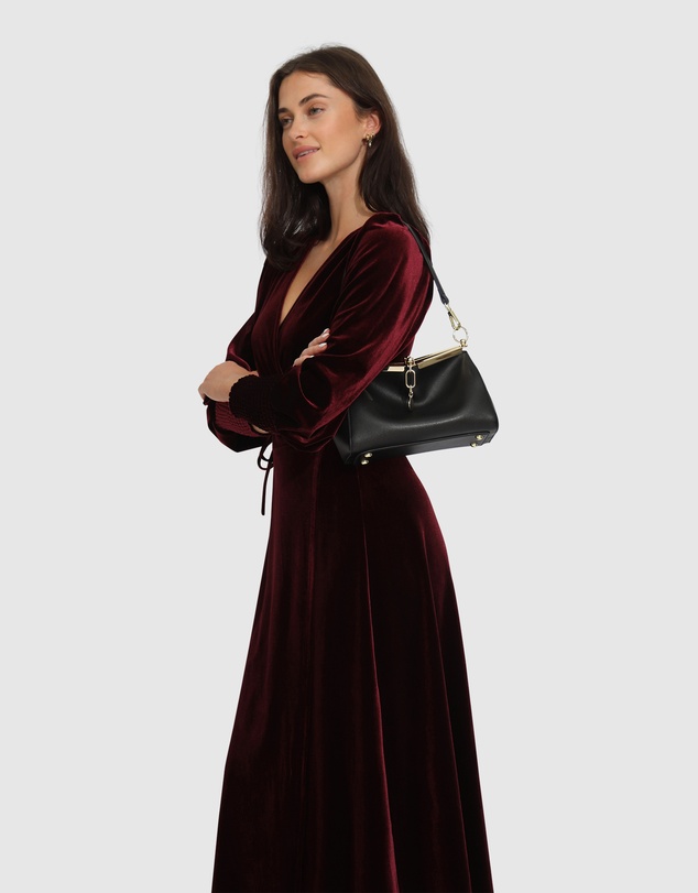 Belle & Bloom - Current Mood Velvet Wrap Dress - Burgundy