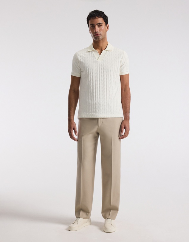 Calibre - Chevron Jacquard Polo Cream