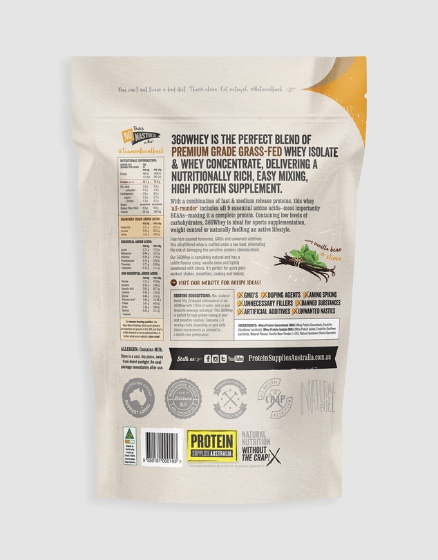 Protein Supplies Australia - 360Whey (WPI+WPC Combo) Vanilla Bean