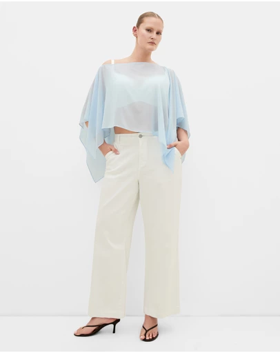 City Chic - Plus size Sheer Chiffon Poncho - sky blue