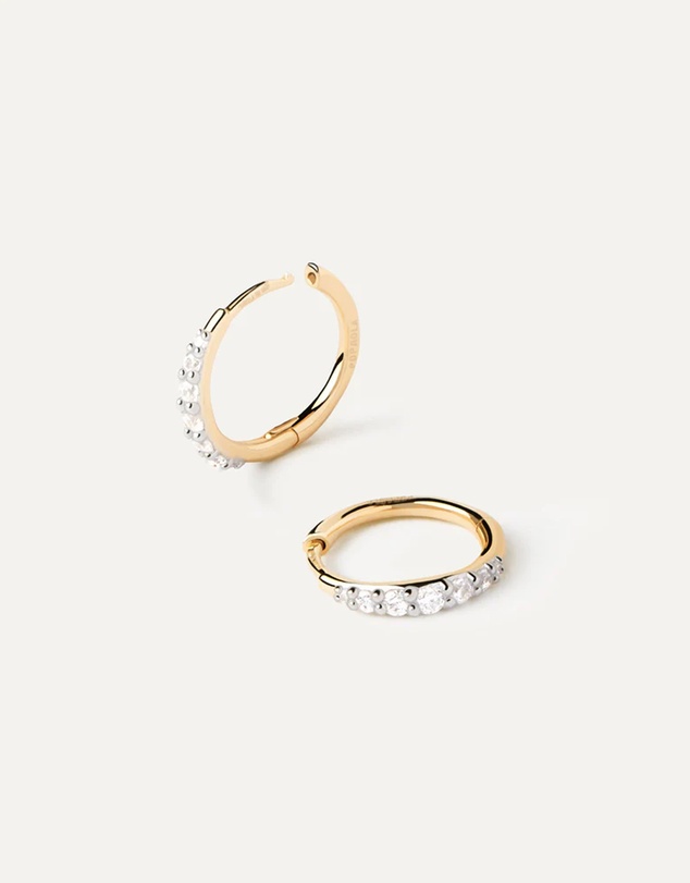 PDPAOLA - Diamonds and Gold Estella Mini Hoop Earrings