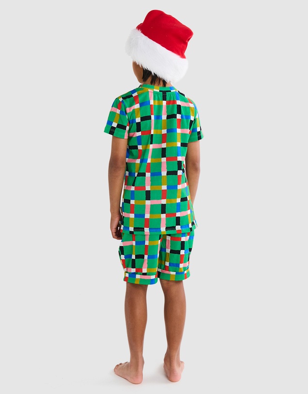 Kip&Co - Christmas Organic Cotton Short Sleeve Tee & Shorts Pyjama Set - Teens