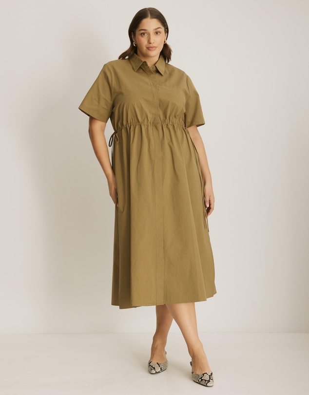 Atmos&Here Curvy - Tara Cinch Waist Midi Shirt Dress
