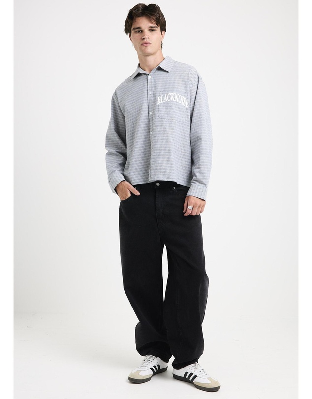 Black Noise White Rain - Heaton Long Sleeve Shirt