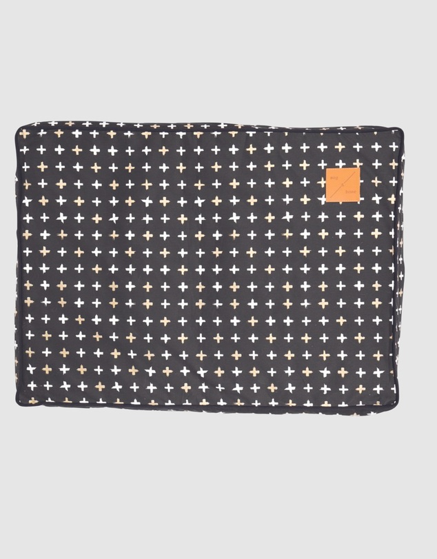 Mog & Bone - Classic Cushion Dog Bed - Black Metallic Cross Print