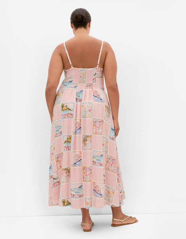 City Chic - Billie Postcard Print Maxi Dress