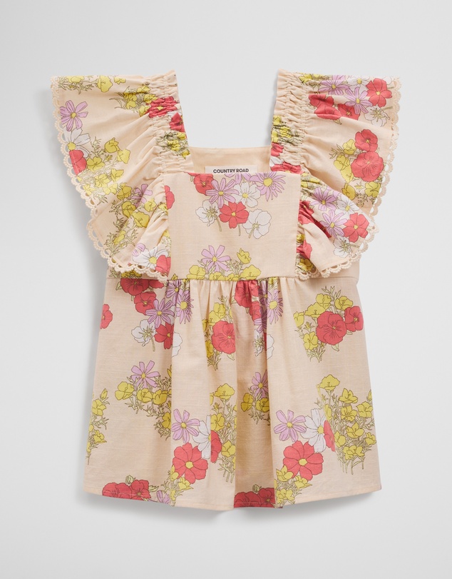 Country Road - Short Sleeve Flutter Sleeve Top