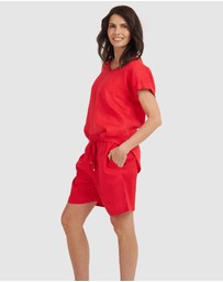 CAMIXA - Martina Linen V-Neck T-shirt