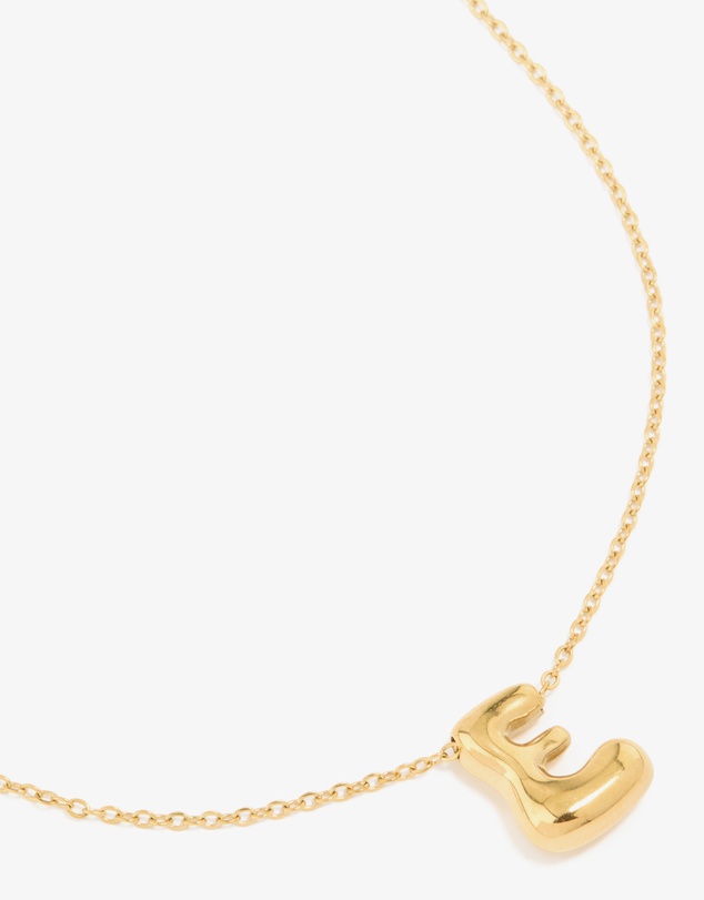 Lovisa - Waterproof Gold Plated Stainless Steel Large Bubble Letter E Necklace