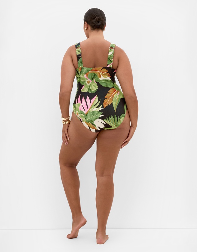 City Chic - Plus size Paradiso Print 1 Piece - black