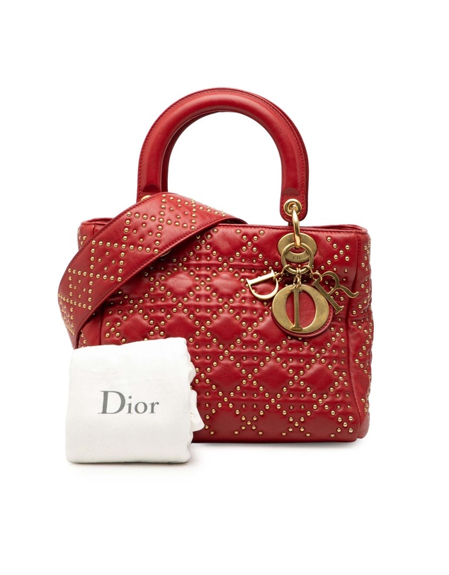 Pre-Loved by Azura Reborn - Pre-Loved Medium Lambskin Cannage Studded Supple Lady Dior
