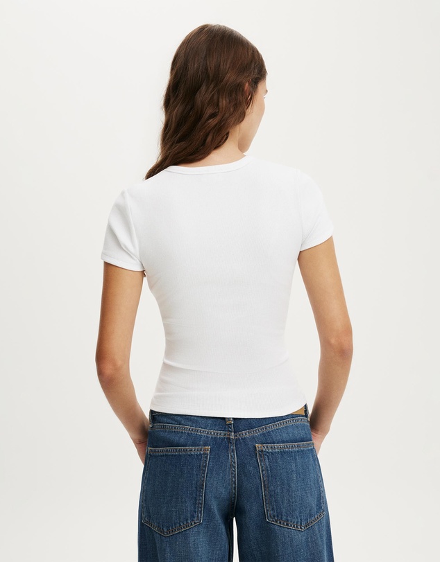 Cotton On - Blake Rib Henley Short Sleeve