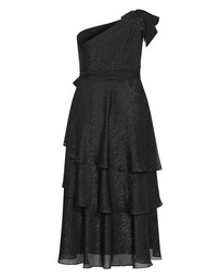 City Chic - Plus size Enchant One Shoulder Maxi Dress - black