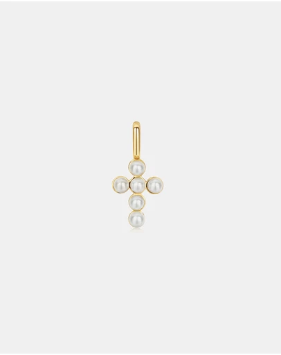 Ania Haie - Gold Gold Shell Pearl Cross Charm