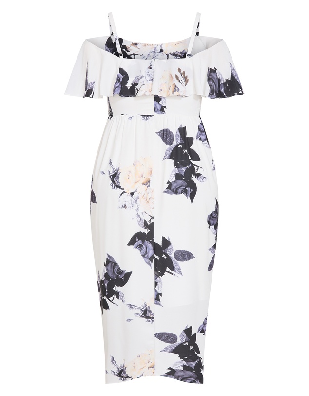 City Chic - Floral Drape Midi Dress