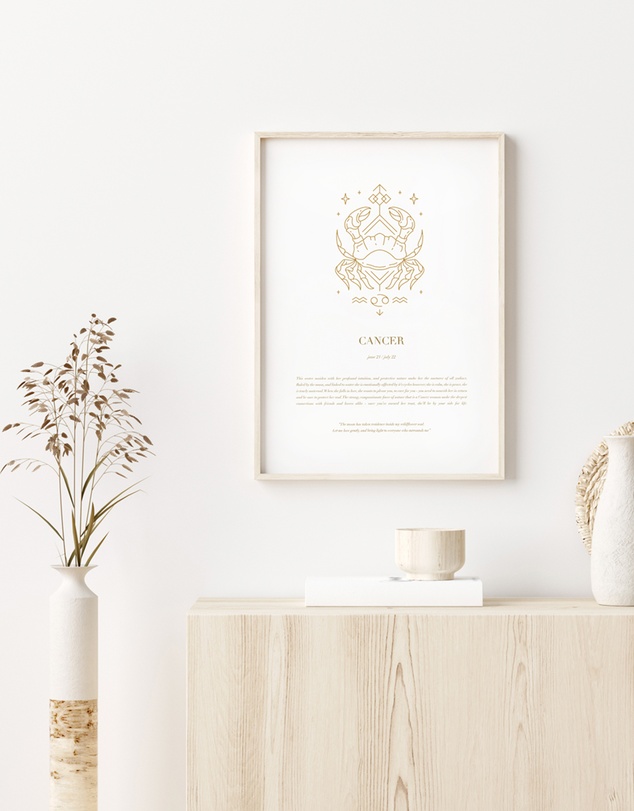 Olive et Oriel - Cancer Celestial Zodiac Art Print A3