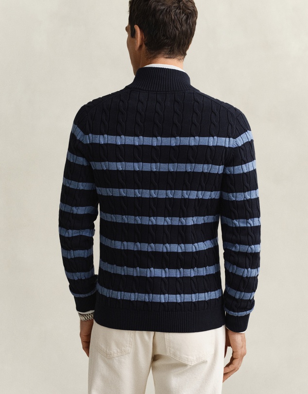 Gant - Striped Cotton Cable Half Zip