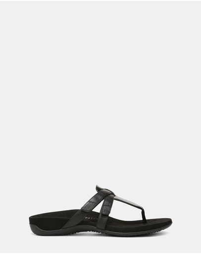 Vionic - Karley Toe Post Sandal - Black Wavy